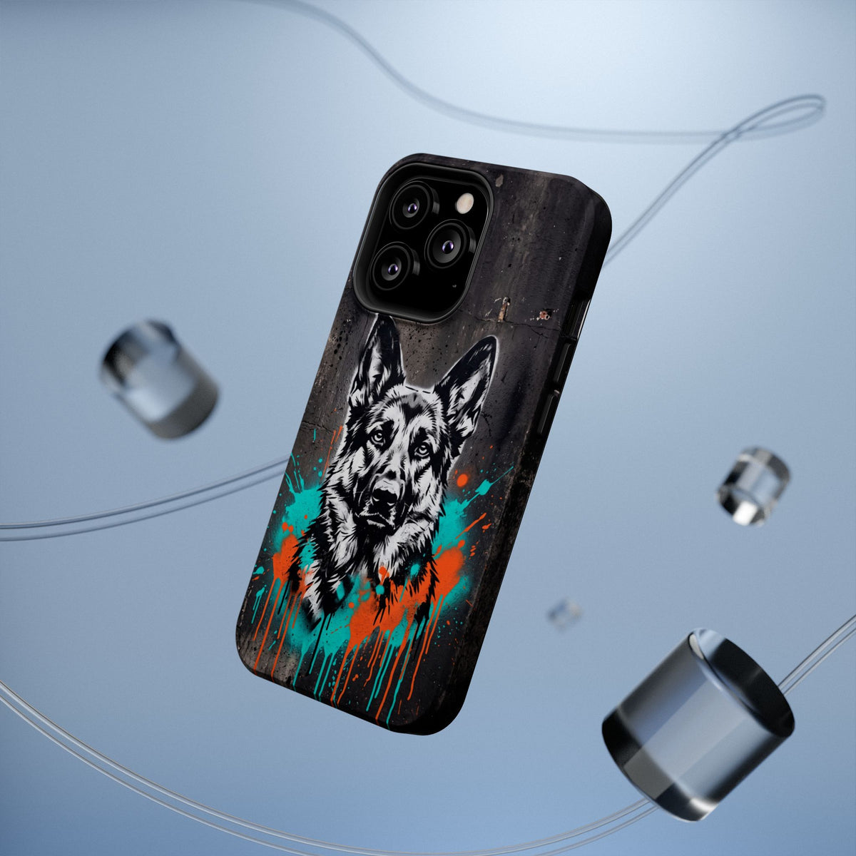 German Shepherd Phone Case | Graffiti Street Art — Tough Magnetic Case with Wireless Charging