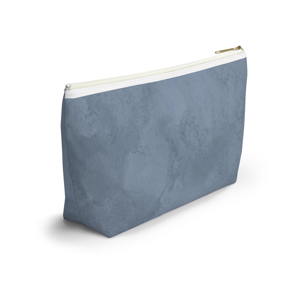 RN Floral Caduceus Dusty Blue Accessory Pouch — T-Bottom Zipper Bag