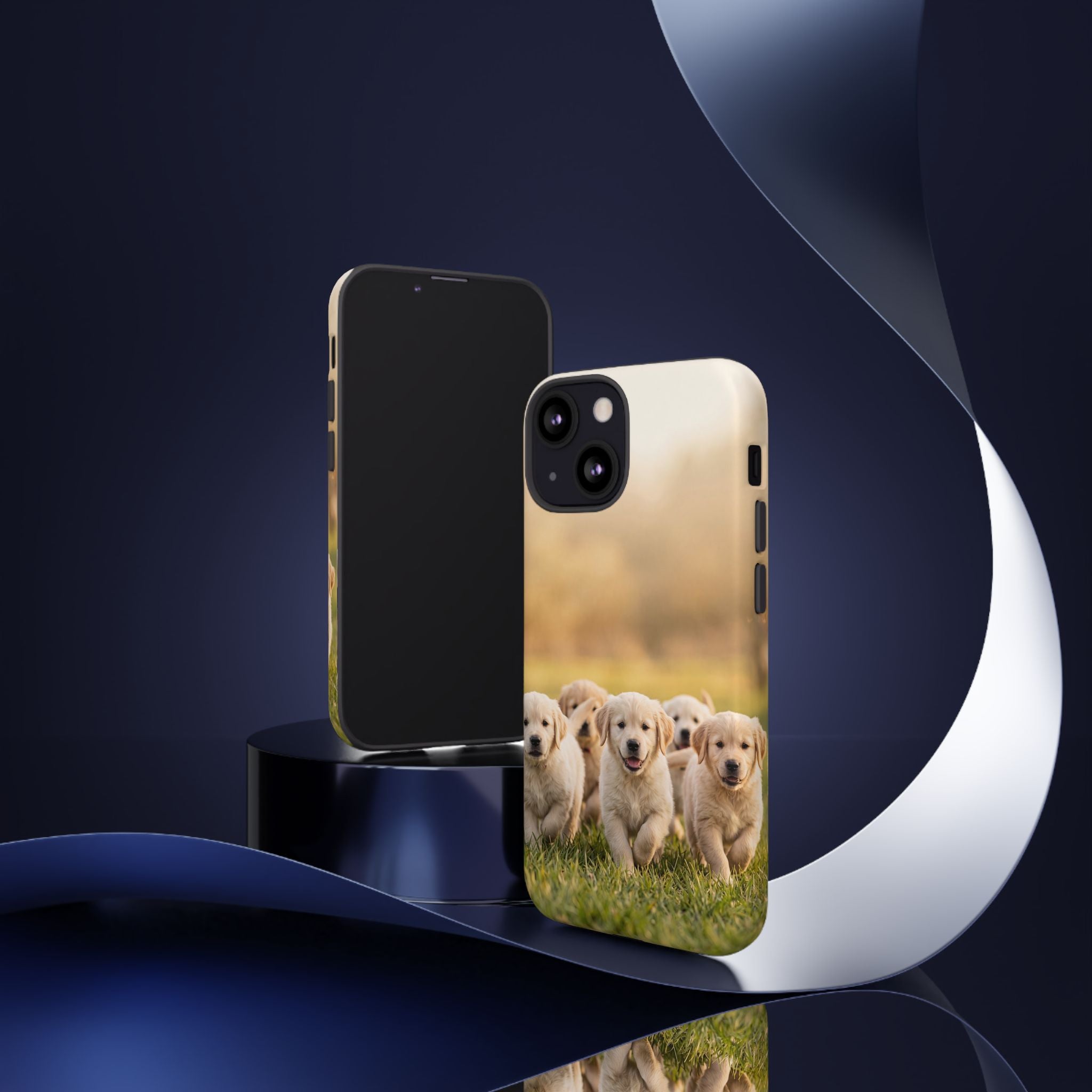 Golden Retriever Puppies Phone Case | Playful Puppy Pack Running in Grass | iPhone & Samsung