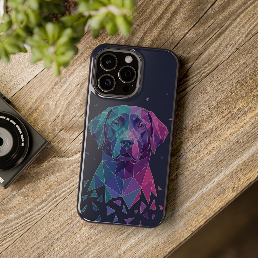 Geometric Labrador Phone Case — Tough Magnetic Case with Wireless Charging