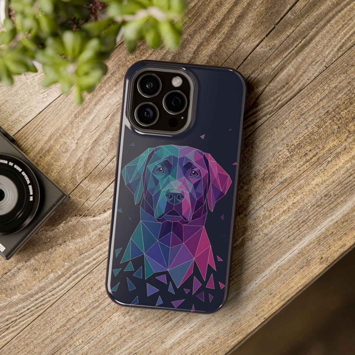 Geometric Labrador Phone Case — Tough Magnetic Case with Wireless Charging