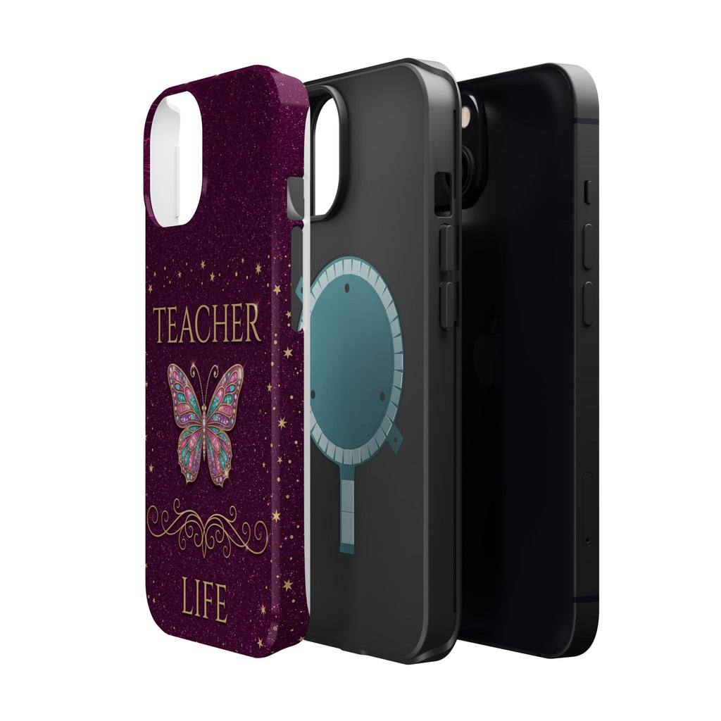 Teacher Life Glitter Butterfly Phone Case — Wireless Charging Cover