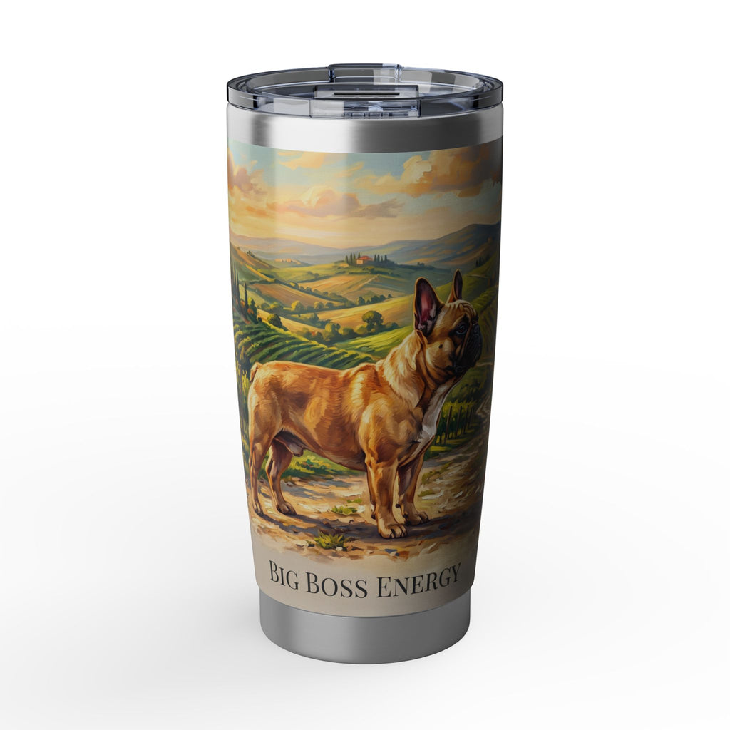 Personalized Frenchie Tumbler – Vineyard Travel Mug, Custom Name Gift for Dog Lover