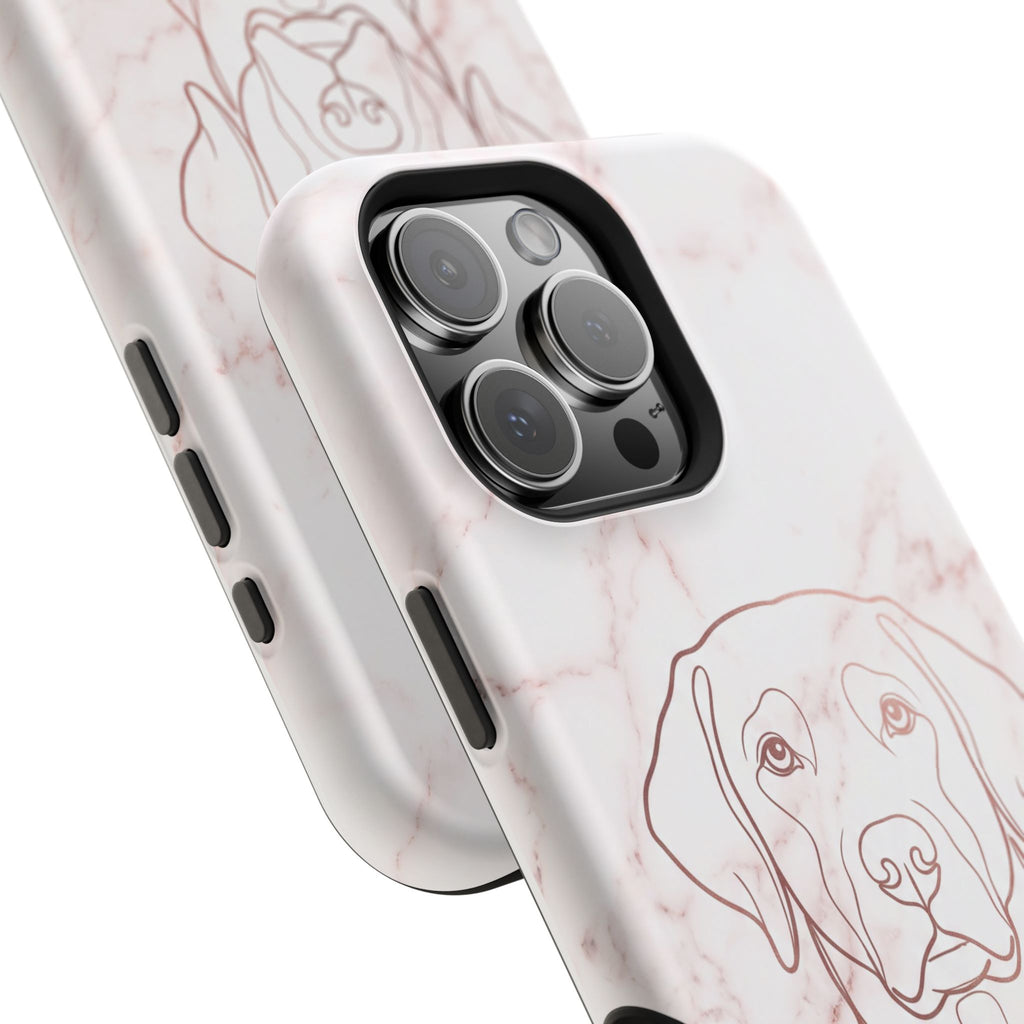 Personalized Rose Gold Marble Labrador Phone Case — Tough Magnetic Case with Wireless Charging