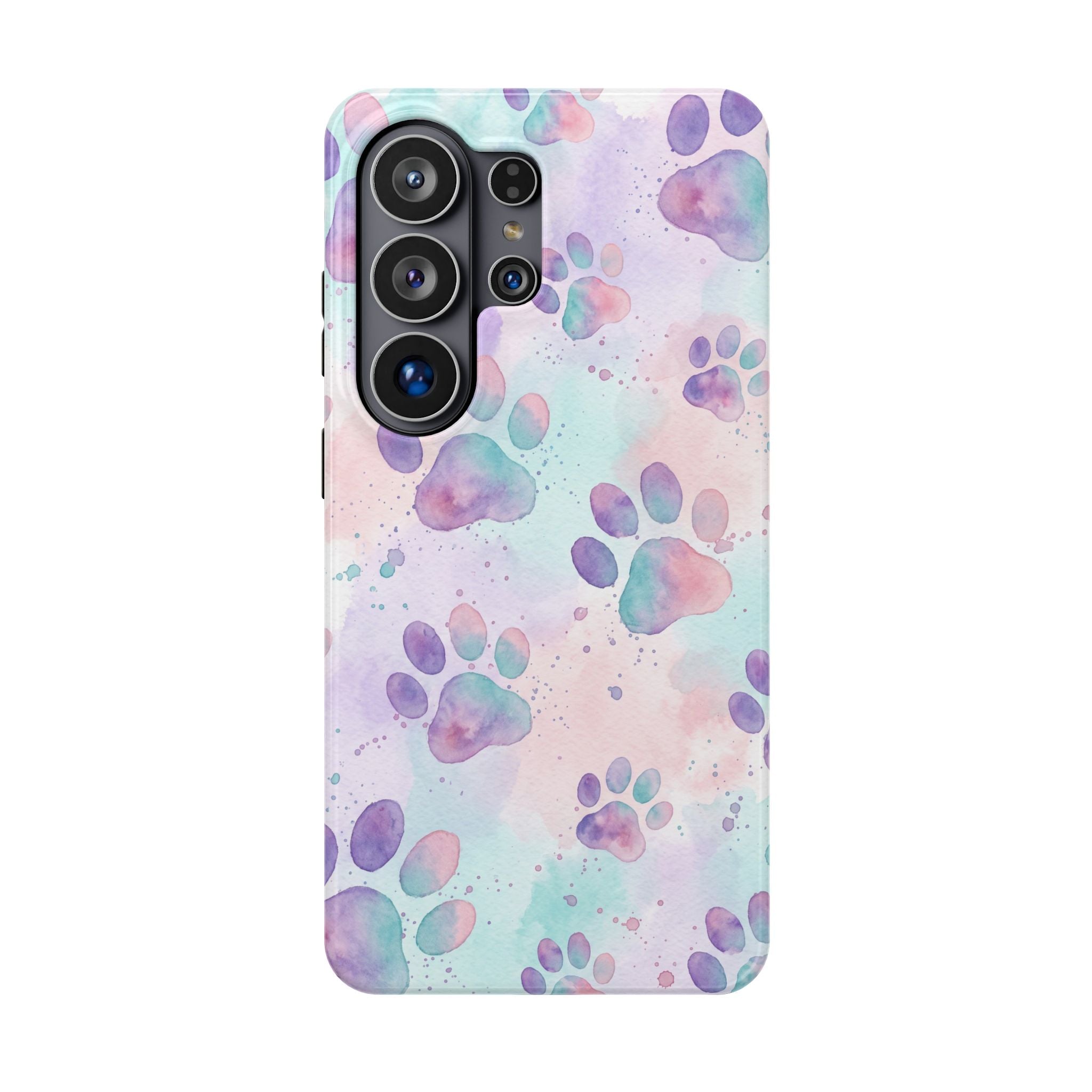 Watercolor Paw Print Phone Case — Impact-Resistant Wireless Charging Cover