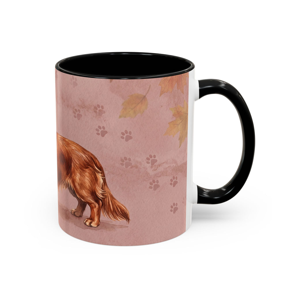 Dachshund Lover Mug | Long-Haired Wiener Dog with Plaid Bandana, Dusty Rose Watercolor Dog Gift