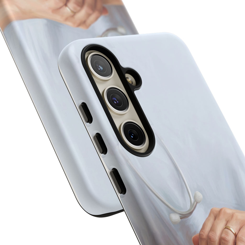 Nurse's Comforting Hands Phone Case | Caring Hands & Stethoscope Illustration | iPhone & Samsung