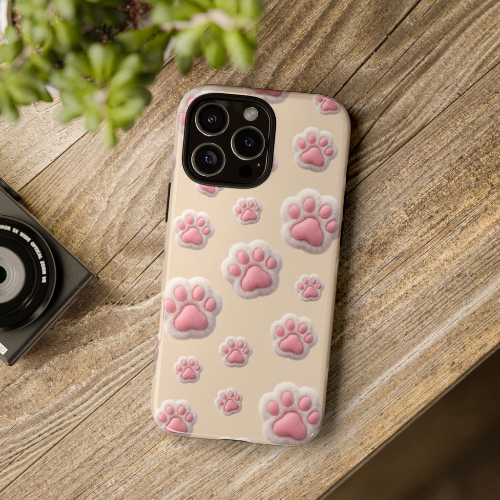 Golden Retriever Paw Print Phone Case | Cute Pink Paw Pattern for Dog Lovers | iPhone & Samsung