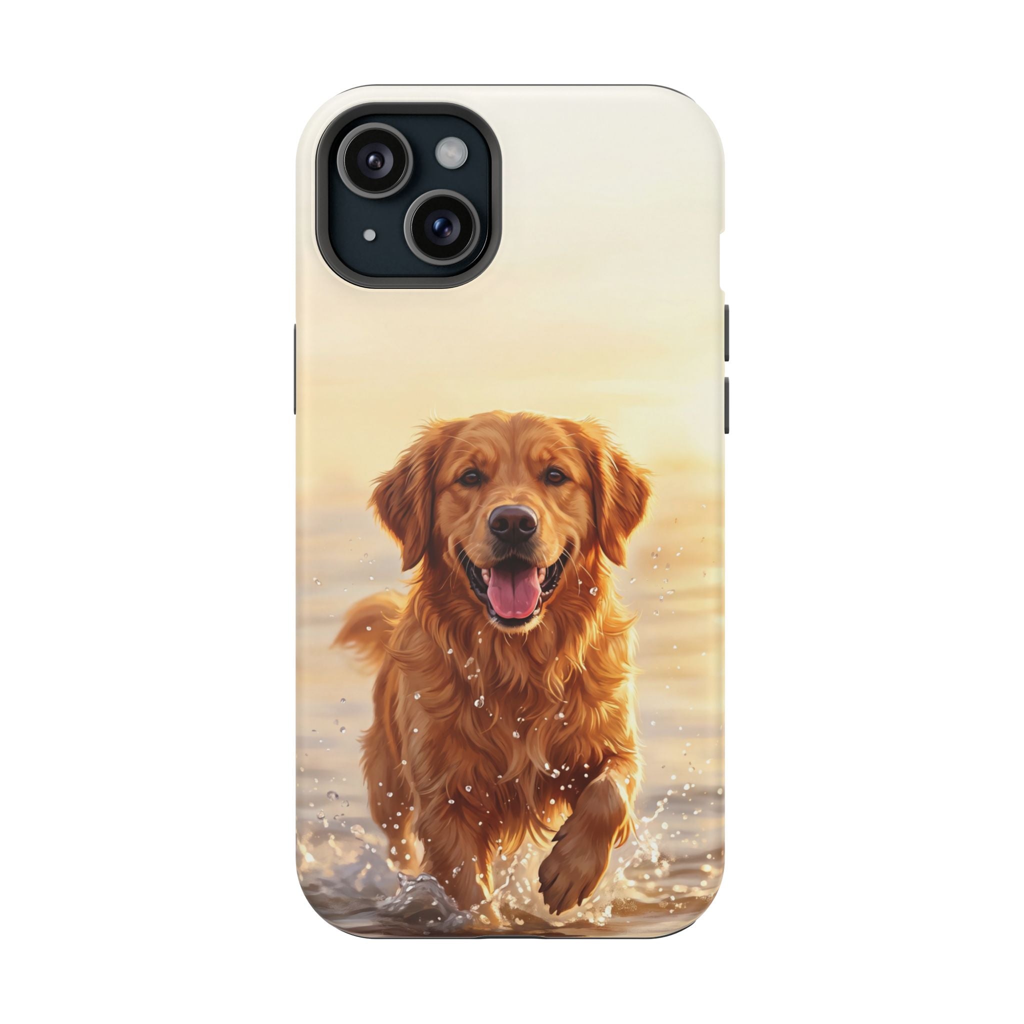 Beach Golden Retriever Phone Case — Impact-Resistant Wireless Charging Cover