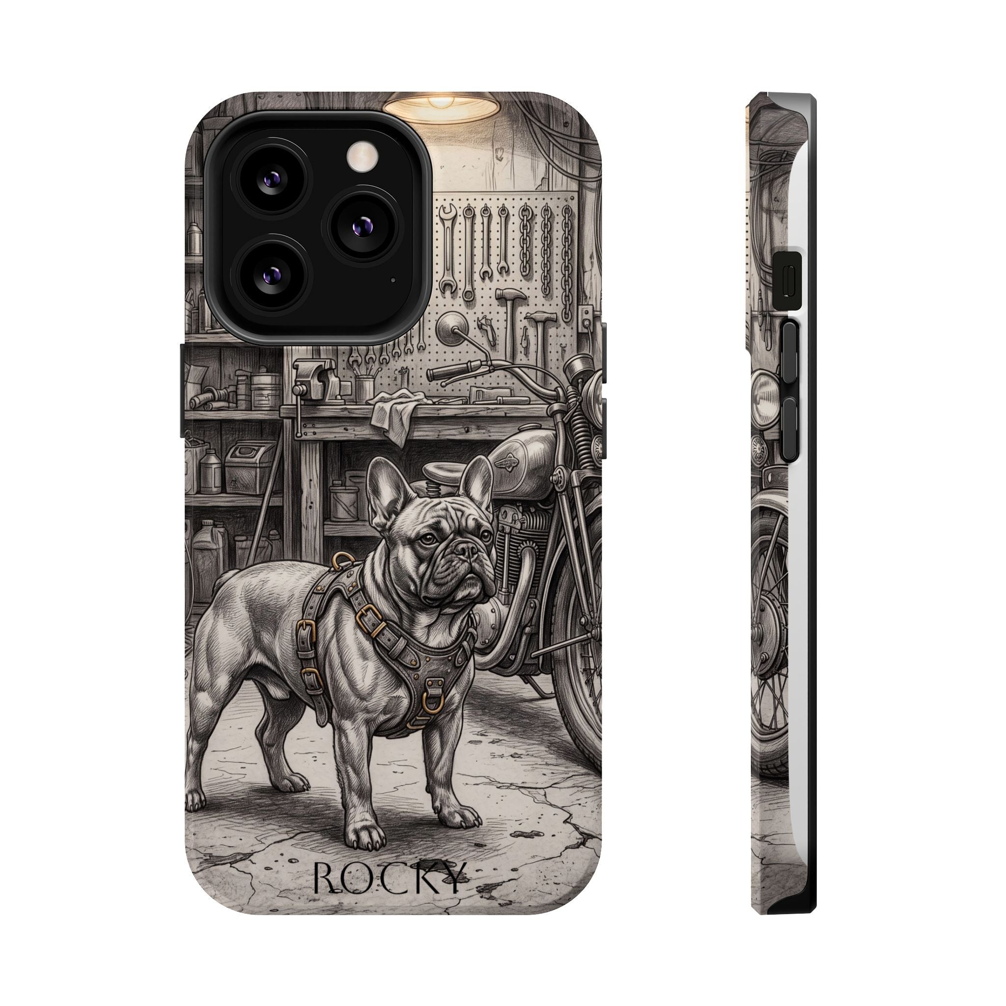 Personalized French Bulldog Vintage Street Phone Case — Wireless Charging Cover