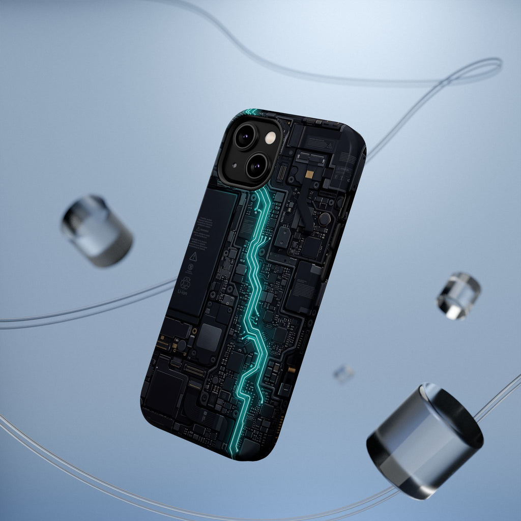 Cyan Bolt Electrician Phone Case — Electric Circuit Wireless Charging Cover