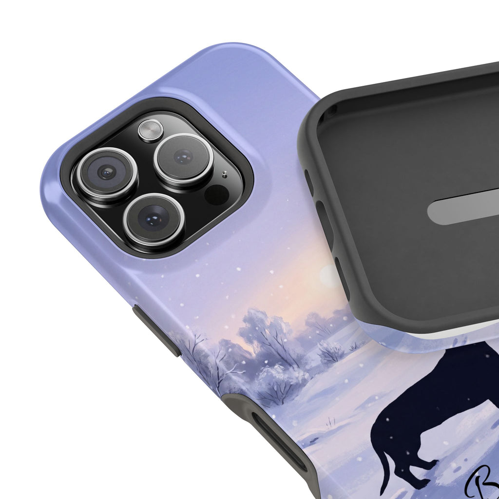 Personalized Dachshund Winter Snow Phone Case — Wireless Charging Cover