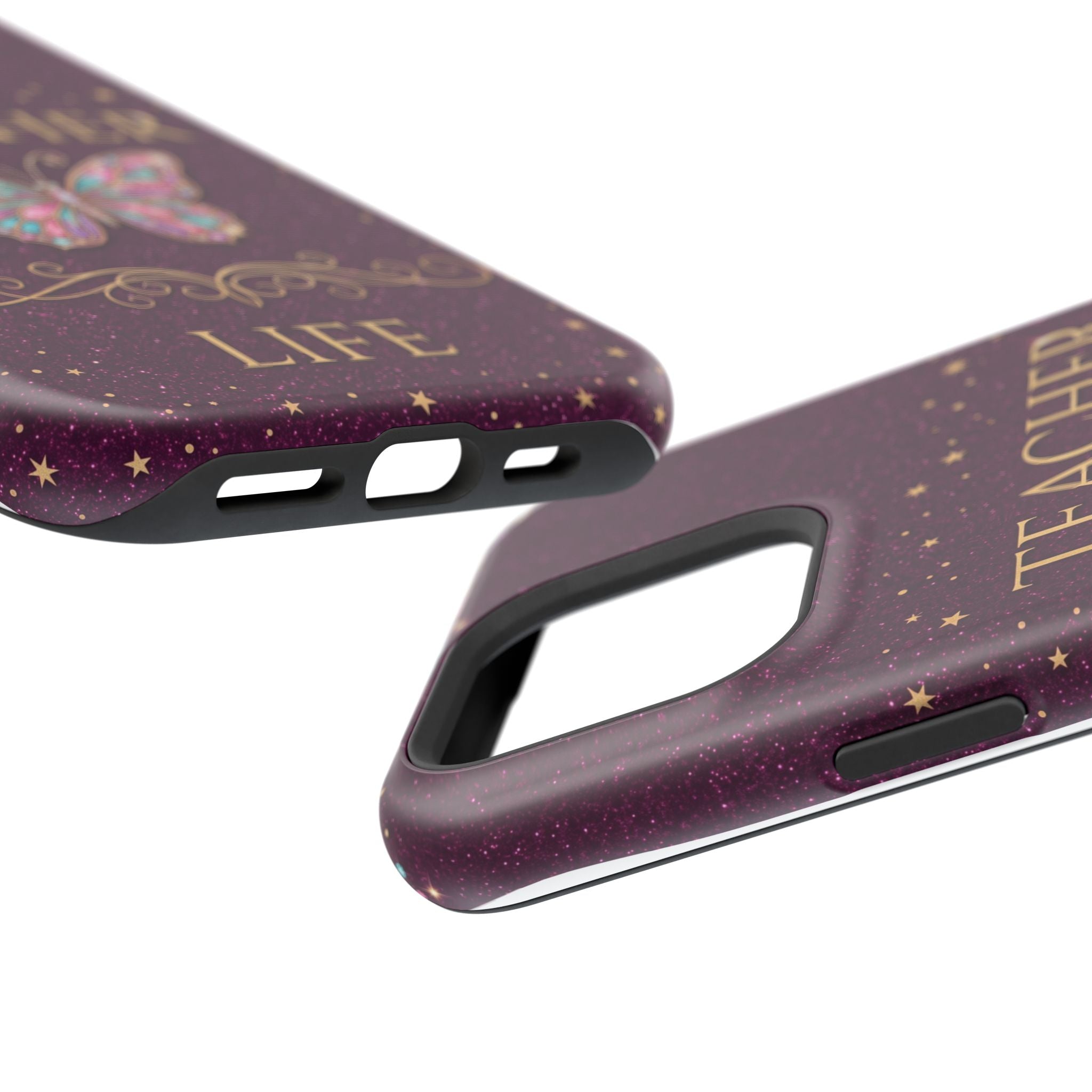 Teacher Life Glitter Butterfly Phone Case — Wireless Charging Cover