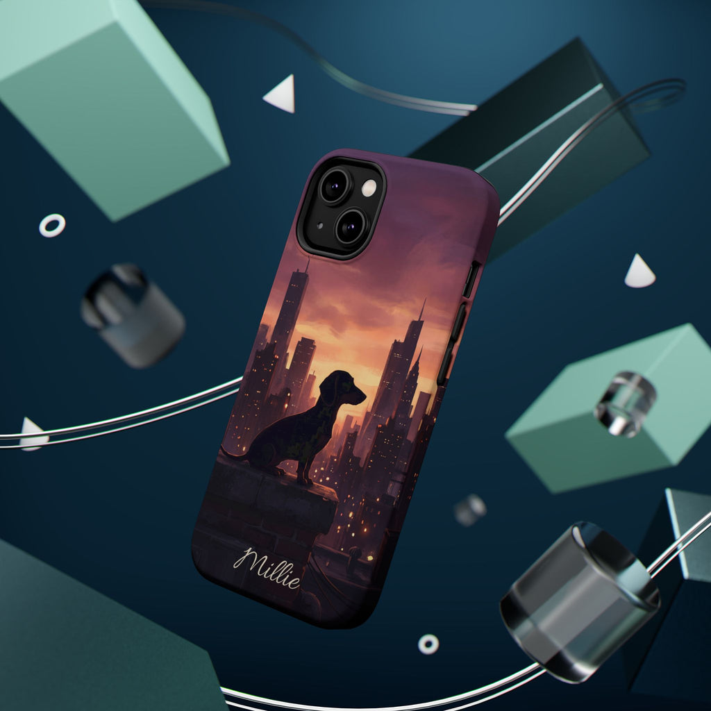 Personalized Dachshund City Skyline Phone Case — Wireless Charging Cover