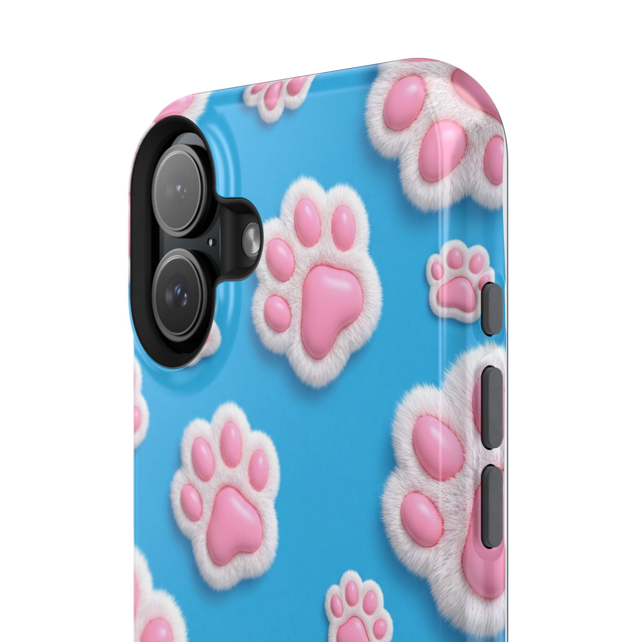 Fluffy Paw Print Phone Case | Cute 3D Pink Paw Pattern Case for Dog & Cat Lovers | iPhone & Samsung