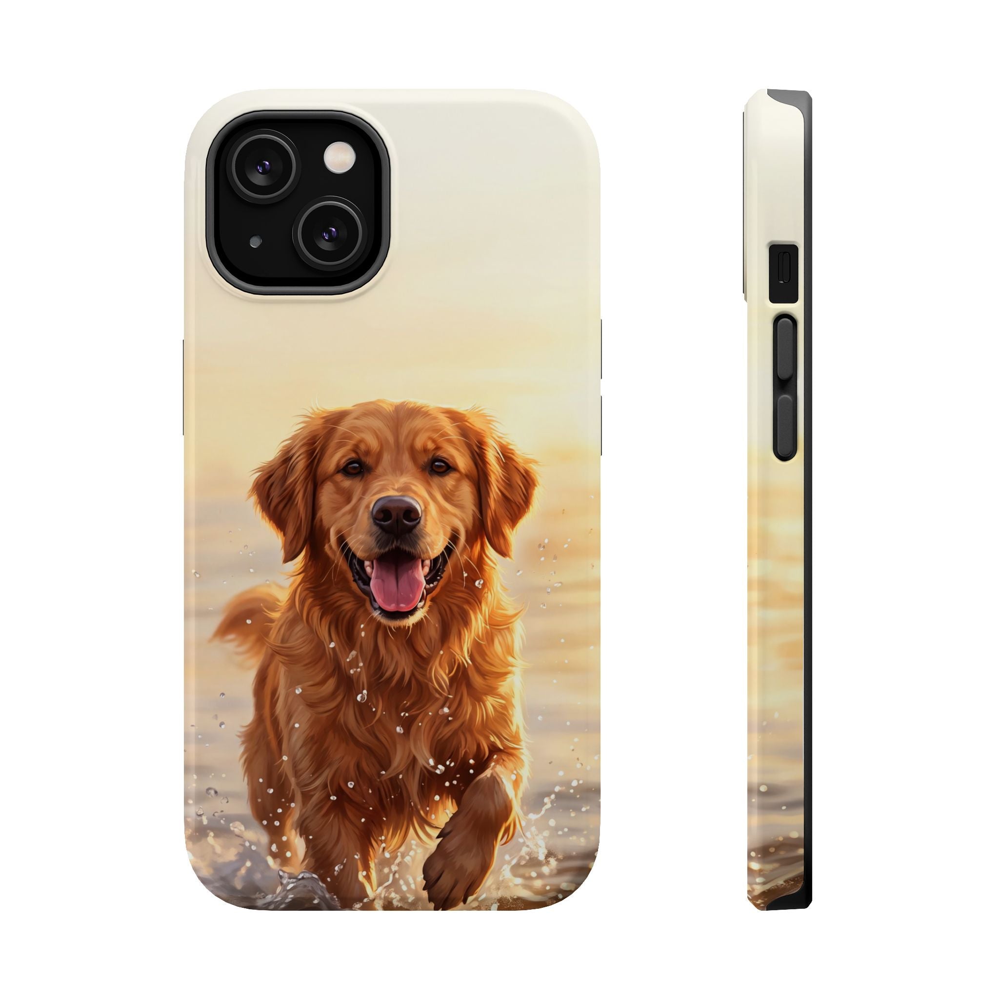 Beach Golden Retriever Phone Case — Impact-Resistant Wireless Charging Cover
