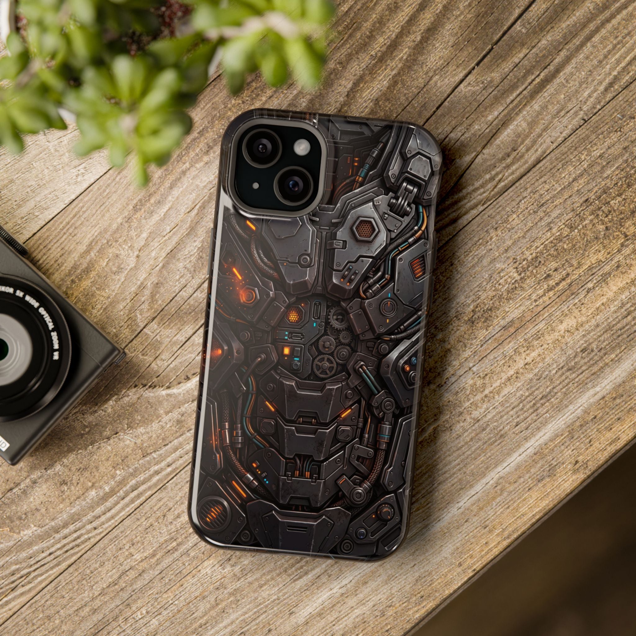 Mech Armor Phone Case — Industrial Circuit Wireless Charging Cover