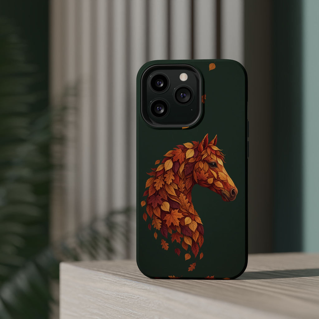 Autumn Leaves Horse Phone Case — Tough Magnetic Case with Wireless Charging