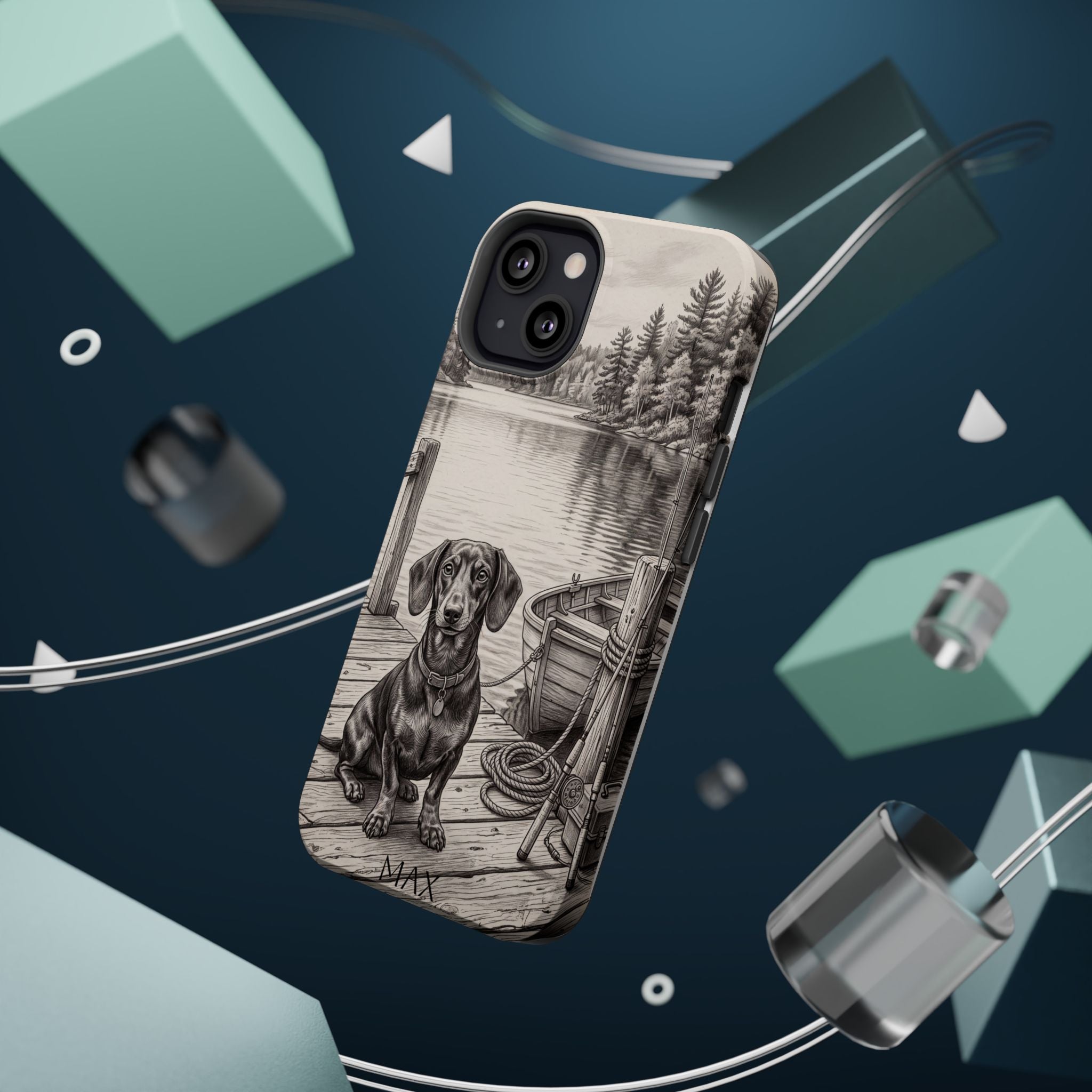 Personalized Dachshund Sunset Beach Phone Case — Wireless Charging Cover