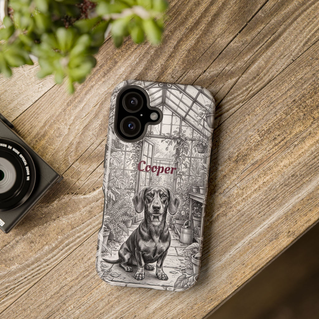 Personalized Dachshund Vintage Greenhouse Phone Case — Wireless Charging Cover