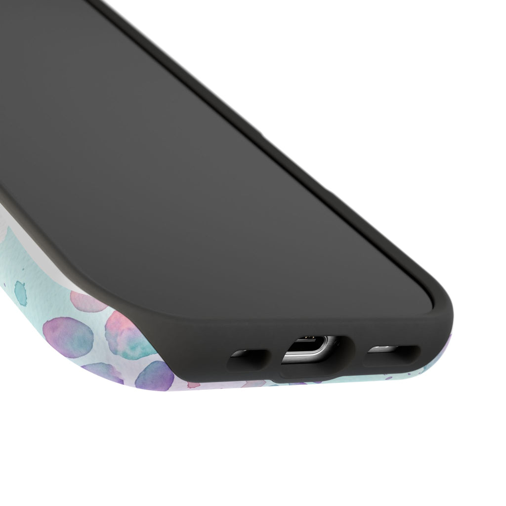 Watercolor Paw Print Phone Case — Impact-Resistant Wireless Charging Cover