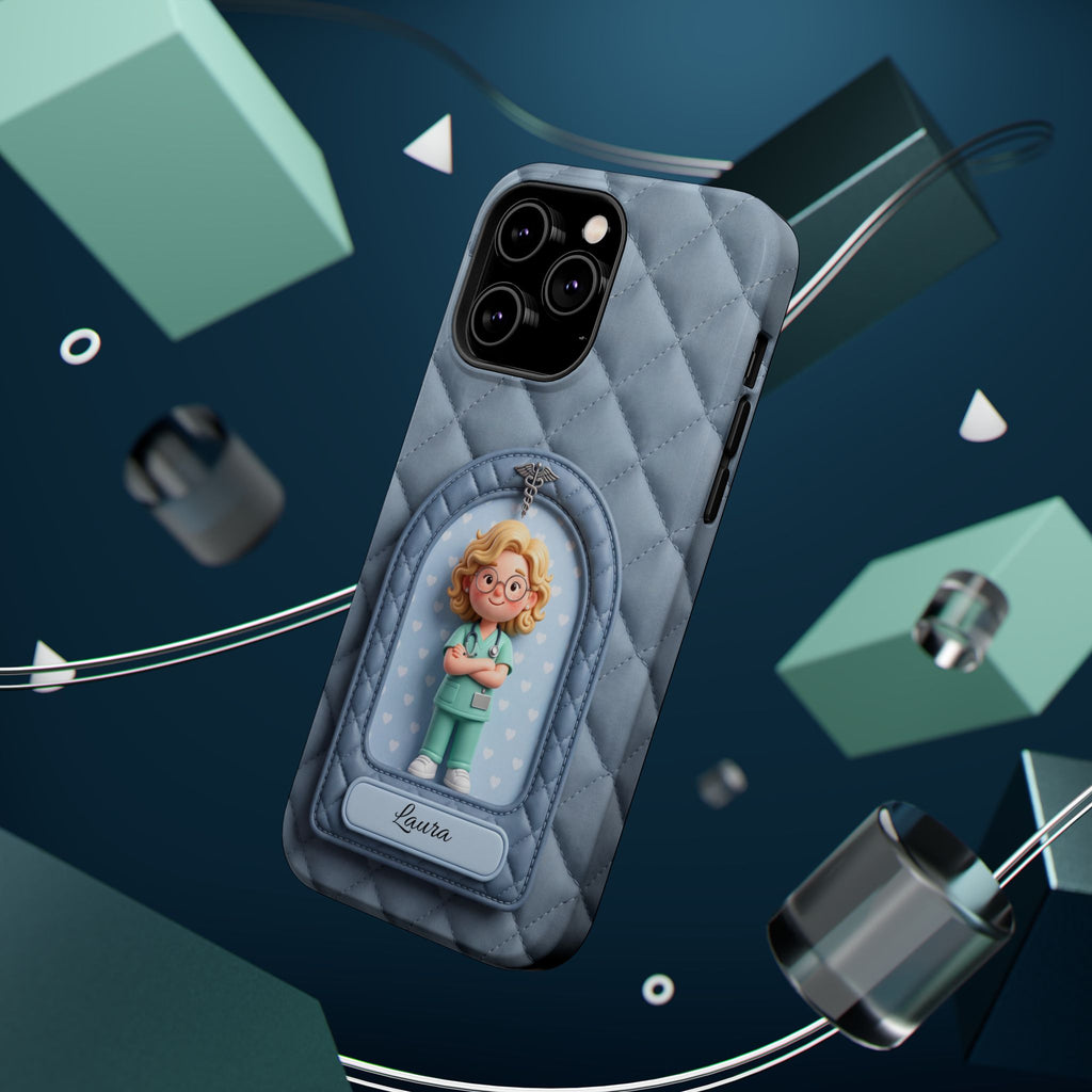 Personalized Quilted Nurse Phone Case — Wireless Charging Cover