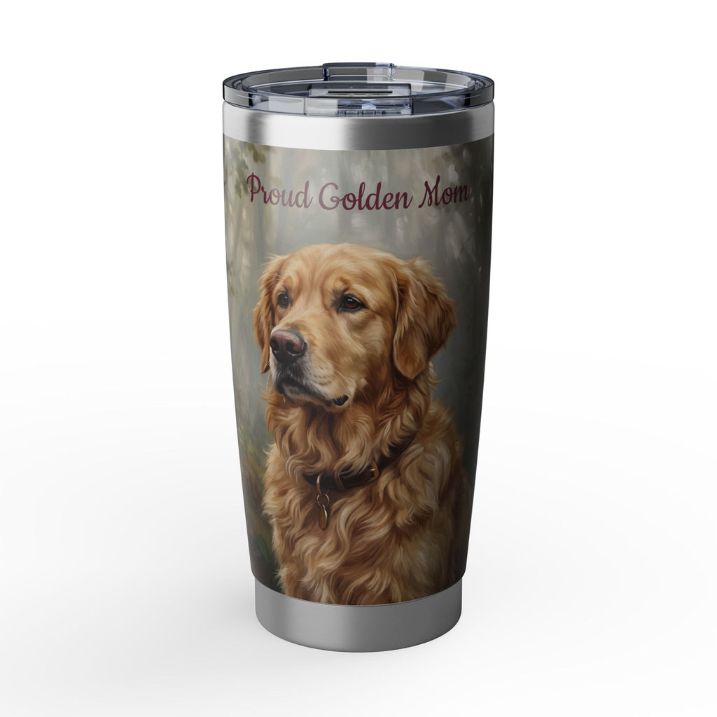Golden Retriever Tumbler Personalized – 20 oz Stainless Steel Travel Mug with Custom Name, Spring Garden Design for Dog Mom