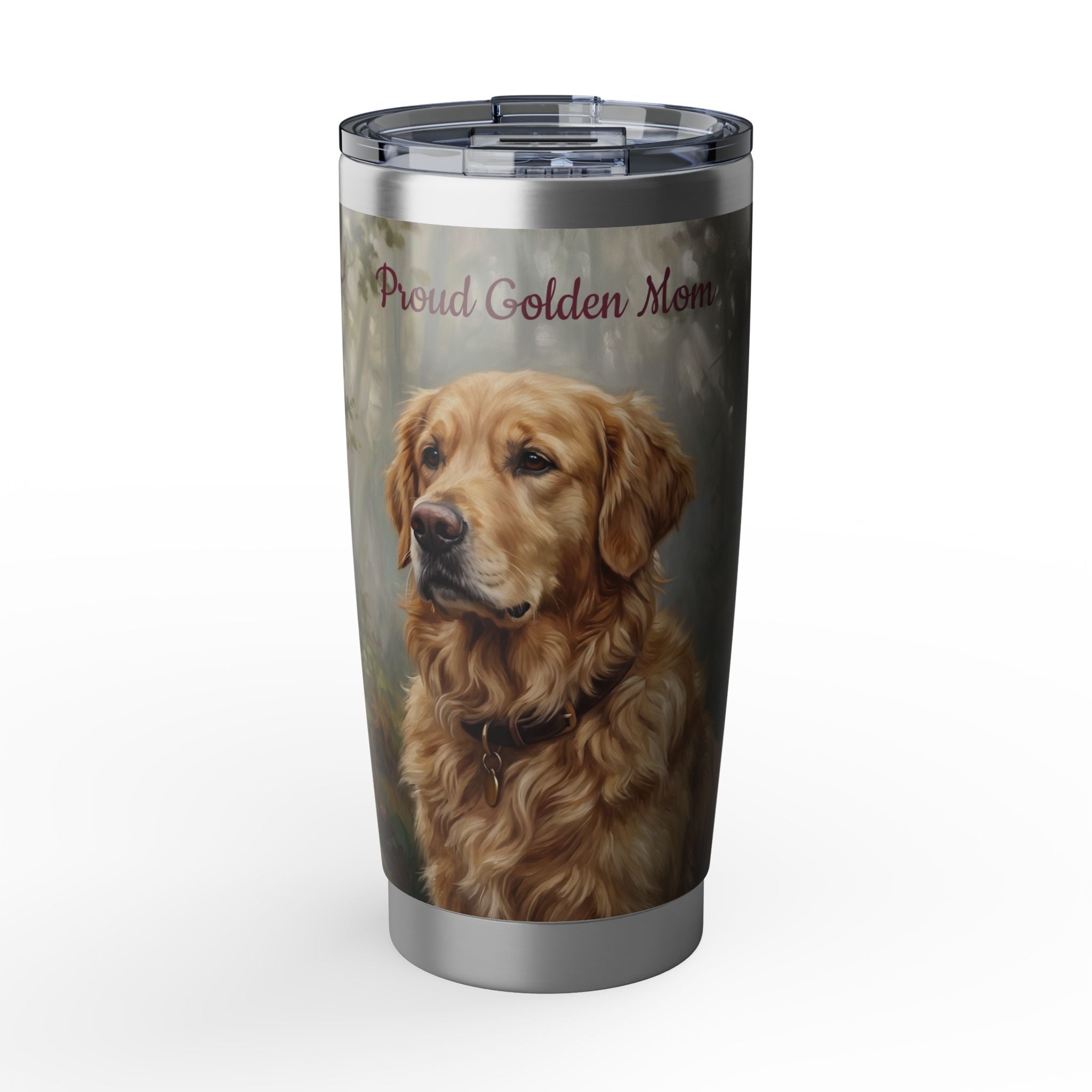 Golden Retriever Tumbler Personalized – 20 oz Stainless Steel Travel Mug with Custom Name, Spring Garden Design for Dog Mom