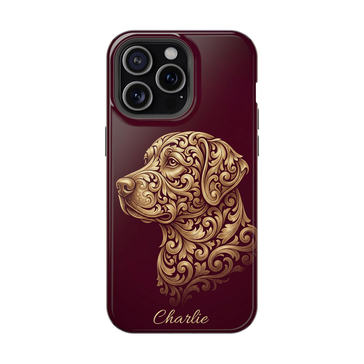 Personalized Gold Filigree Labrador Phone Case — Tough Magnetic Case with Wireless Charging