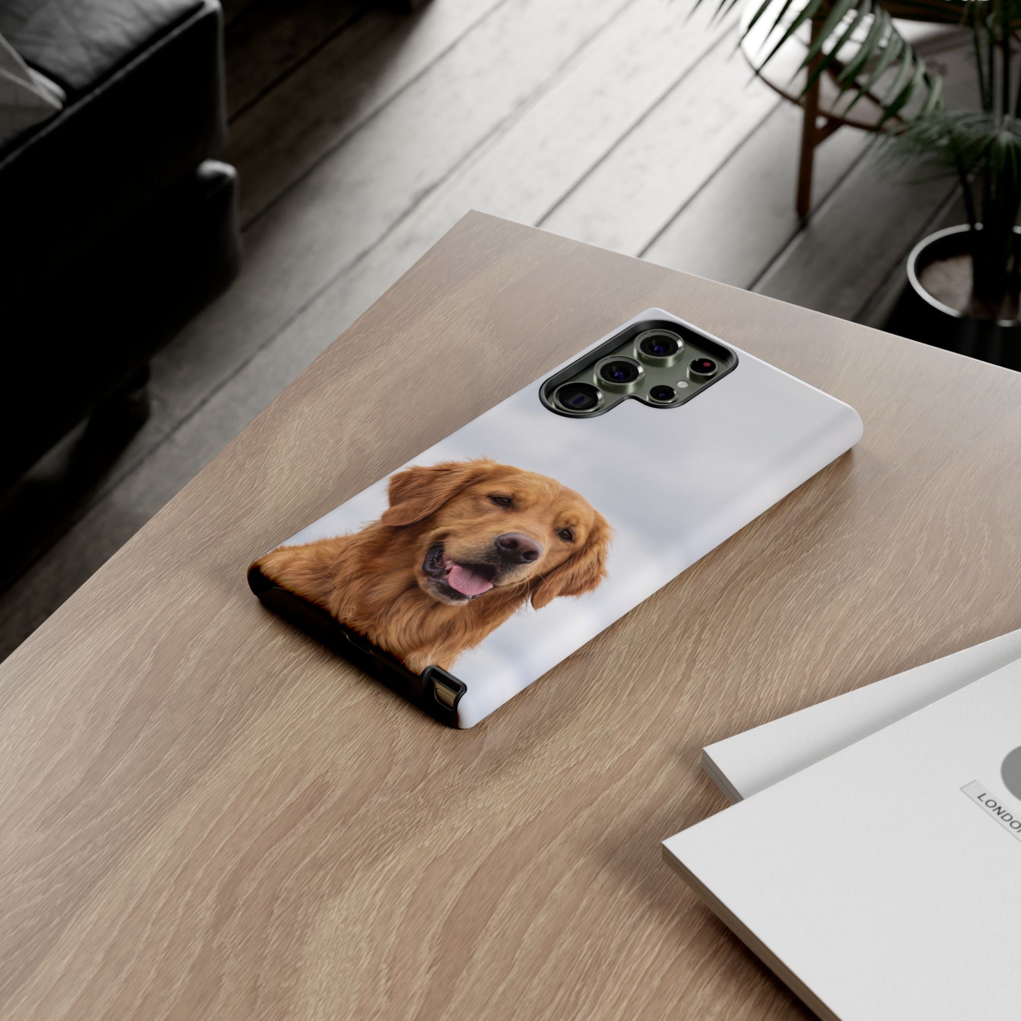 Golden Retriever Portrait Phone Case | Happy Dog Photo on Soft Sky Background | Samsung & iPhone