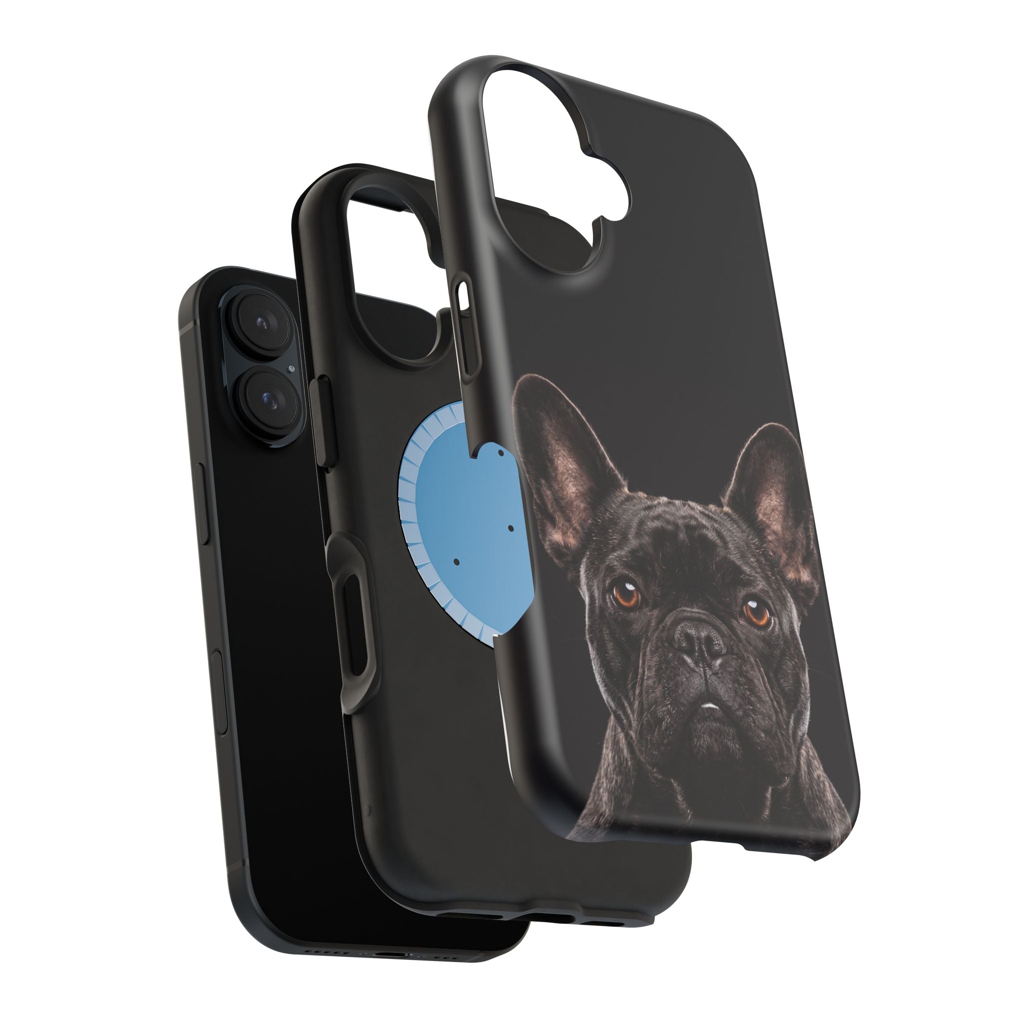 Black French Bulldog Phone Case — Impact-Resistant Wireless Charging Cover