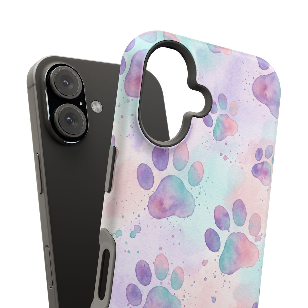 Watercolor Paw Print Phone Case — Impact-Resistant Wireless Charging Cover