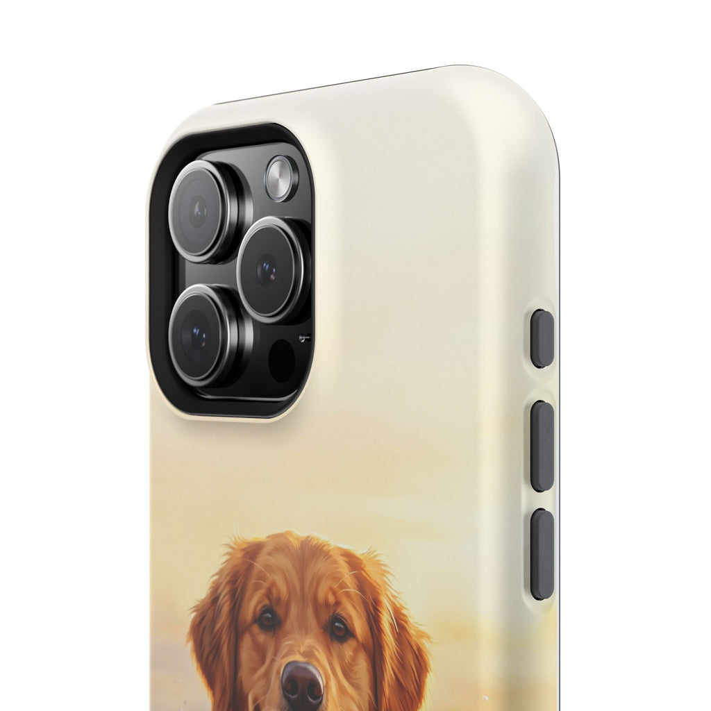 Beach Golden Retriever Phone Case — Impact-Resistant Wireless Charging Cover