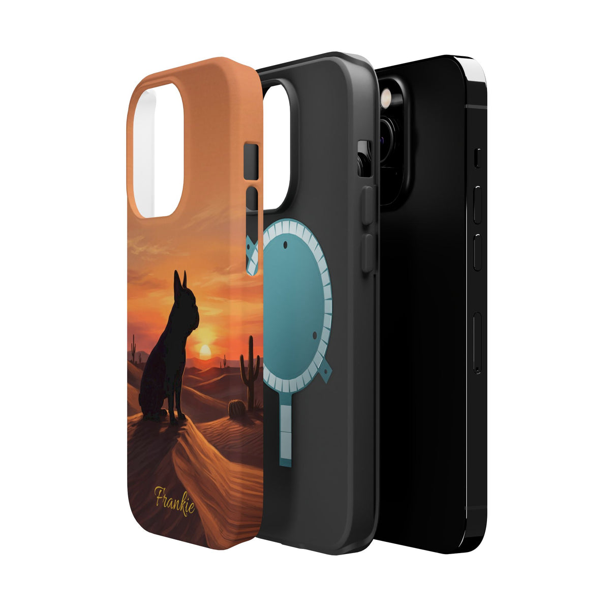 Personalized French Bulldog Desert Sunset Phone Case — Wireless Charging Cover