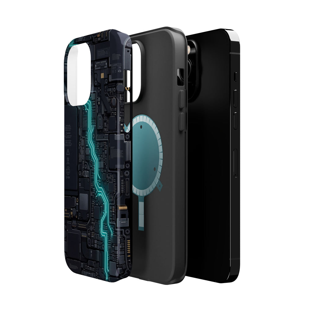 Cyan Bolt Electrician Phone Case — Electric Circuit Wireless Charging Cover