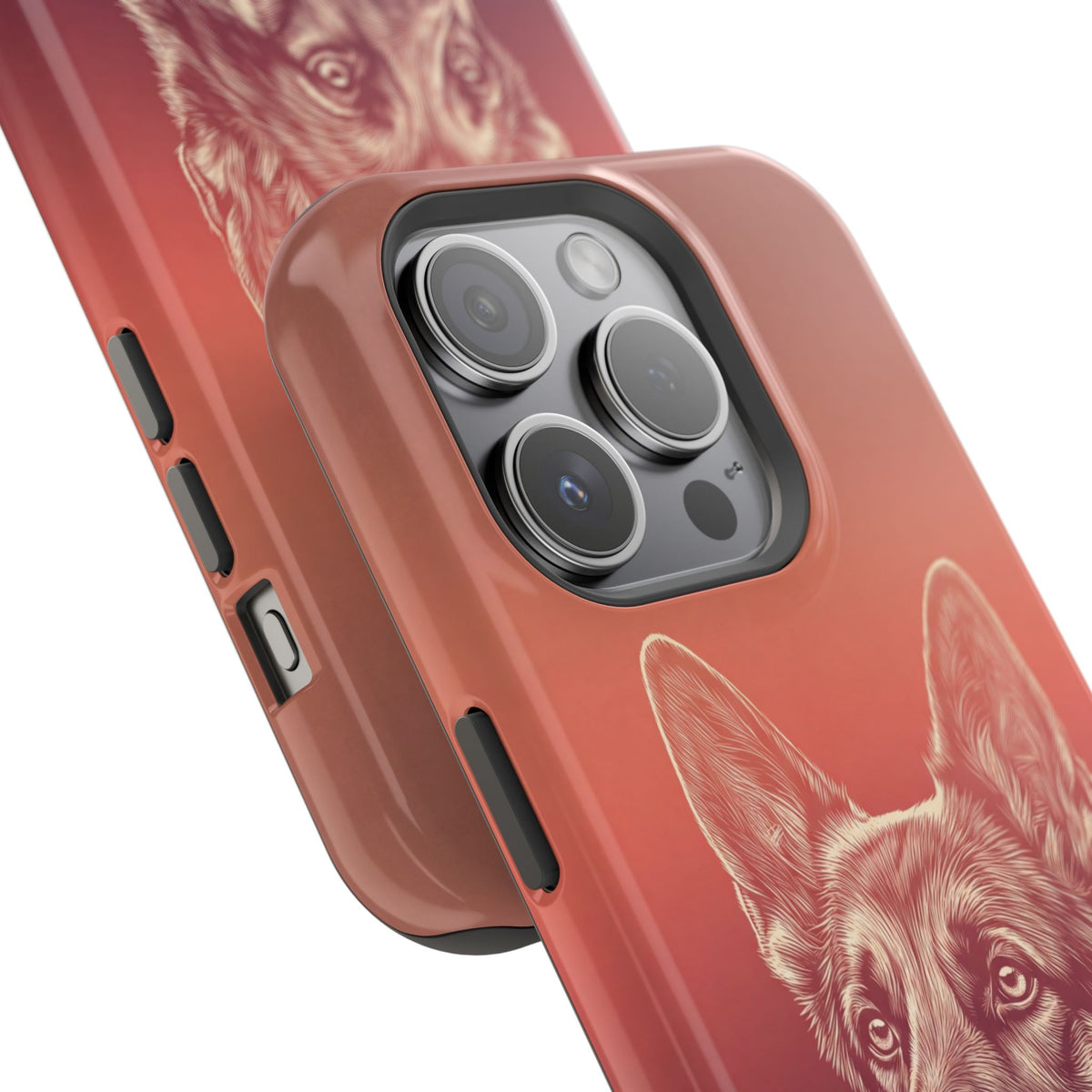 German Shepherd Phone Case | Sunset Sketch Art — Tough Magnetic Case with Wireless Charging
