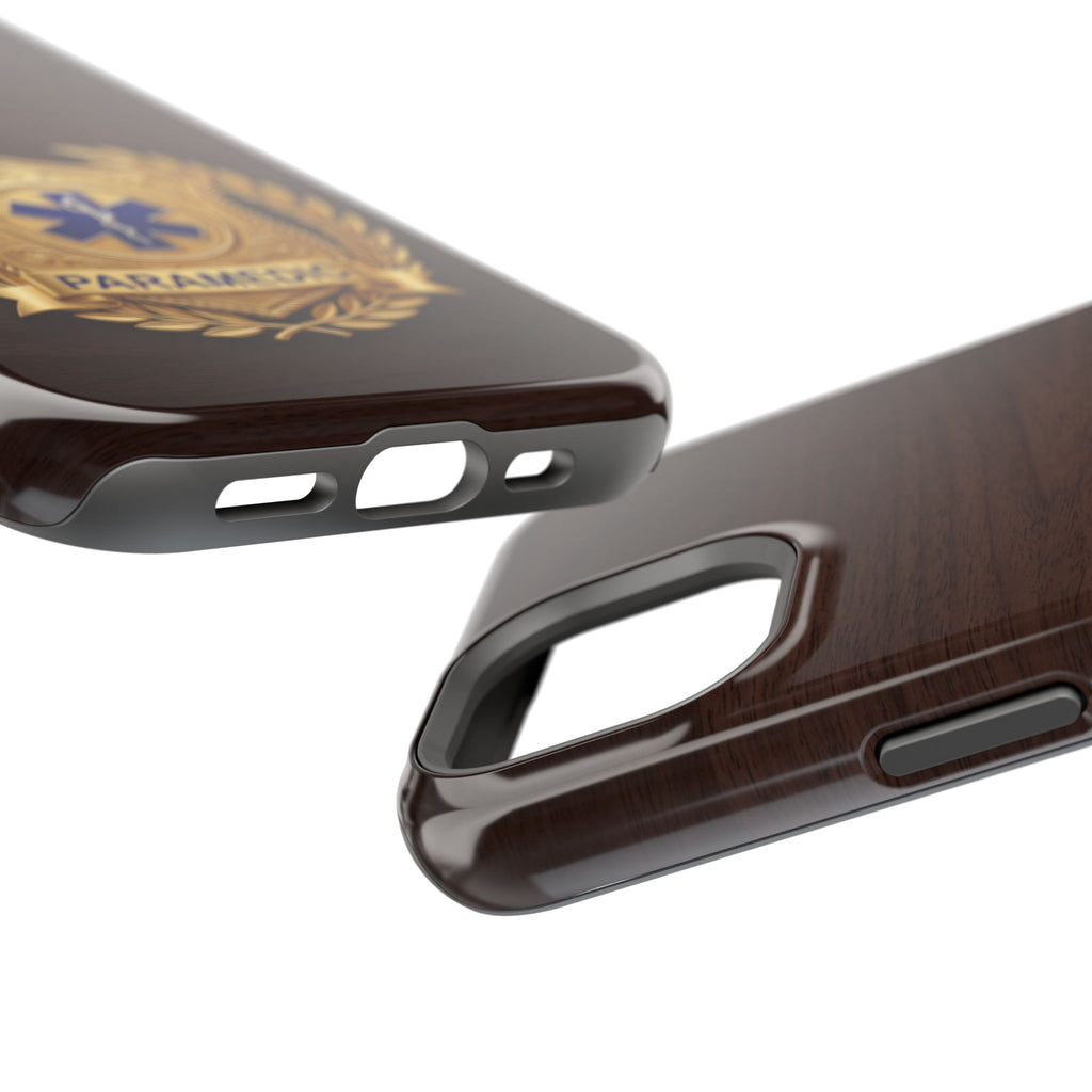 Gold Paramedic Laurel Badge Wood Phone Case — Magnetic Wireless Charging Cover