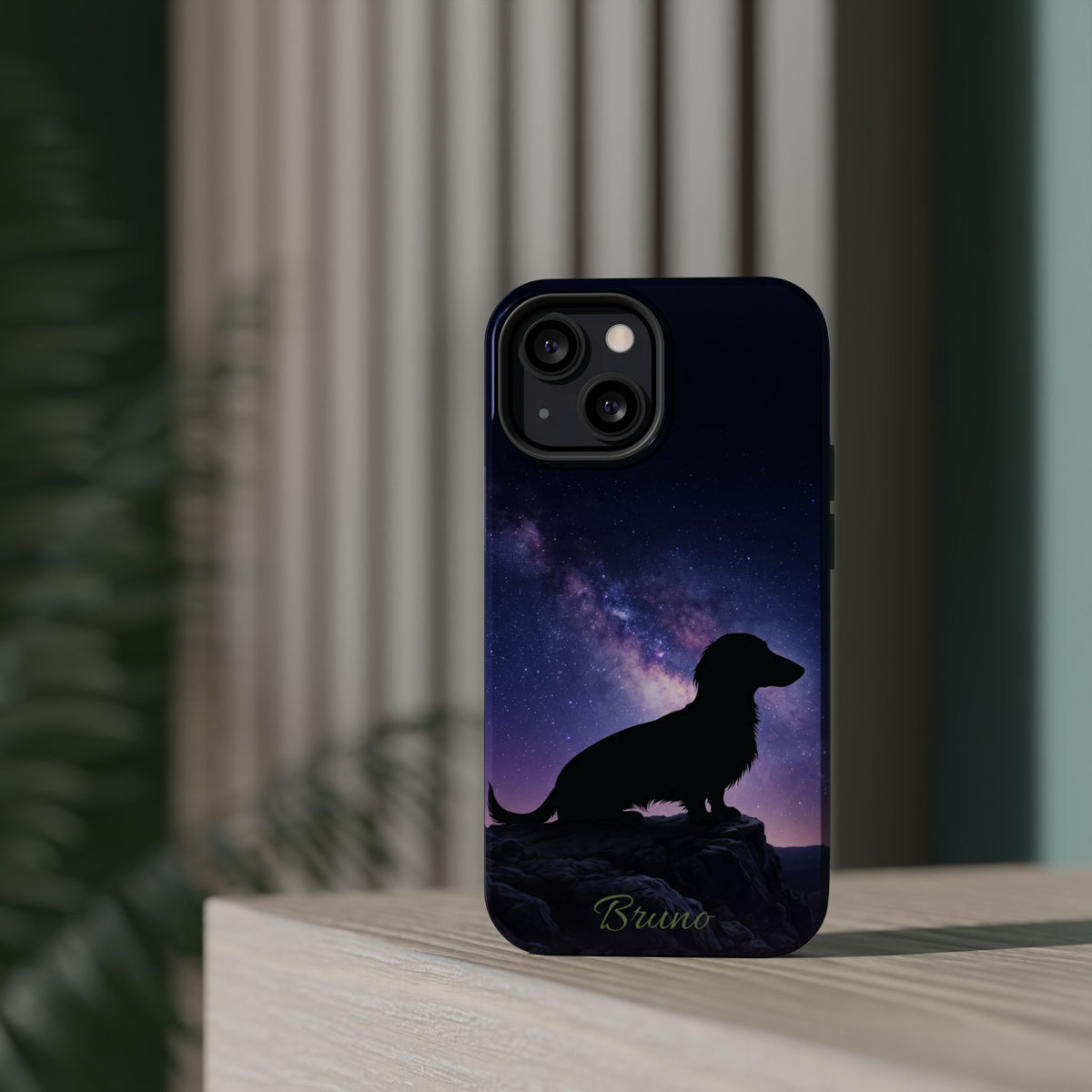 Personalized Dachshund Starry Night Phone Case — Wireless Charging Cover