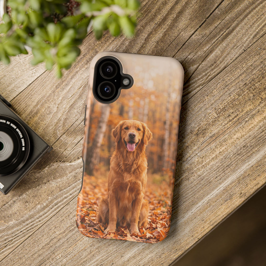 Autumn Golden Retriever Phone Case — Impact-Resistant Wireless Charging Cover