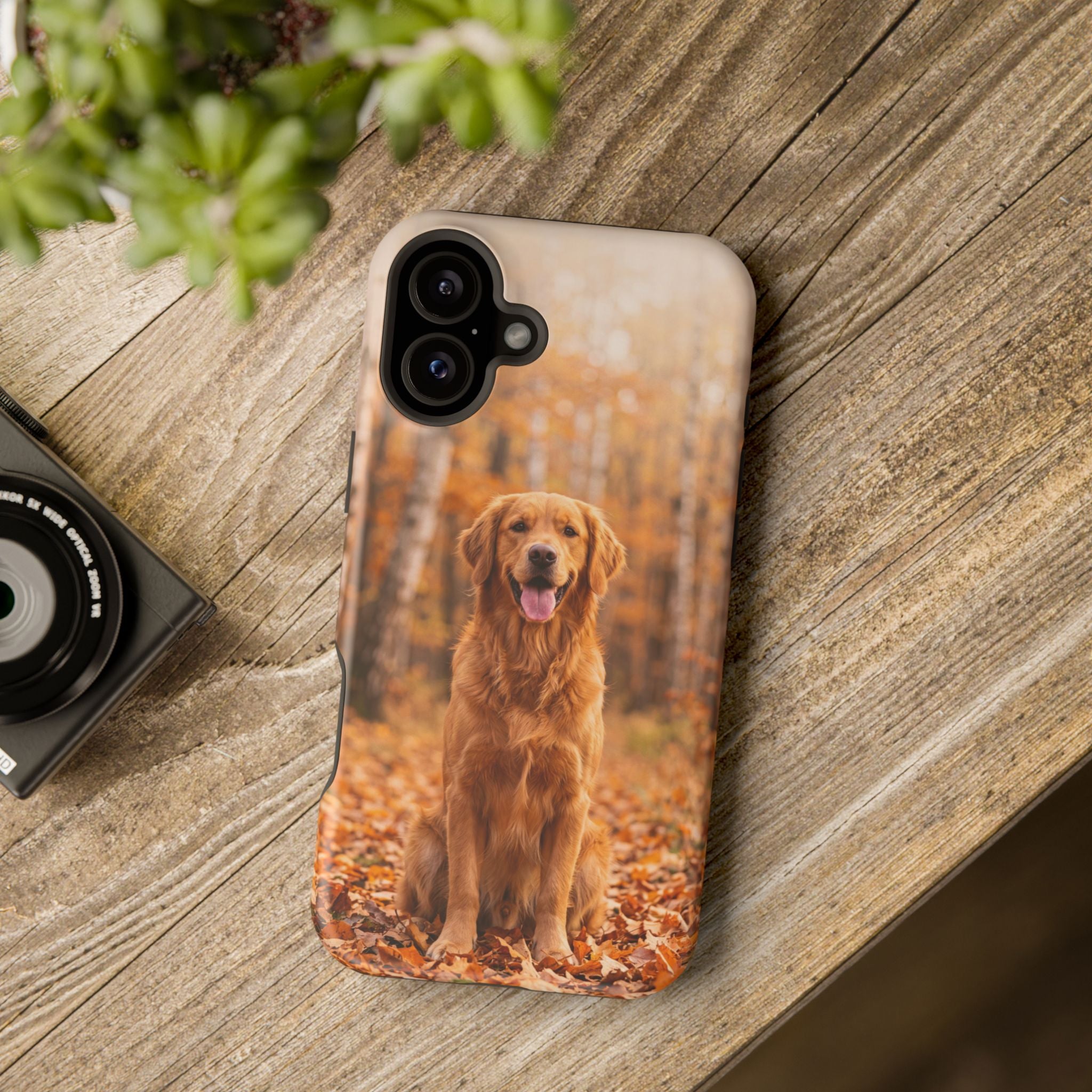 Autumn Golden Retriever Phone Case — Impact-Resistant Wireless Charging Cover