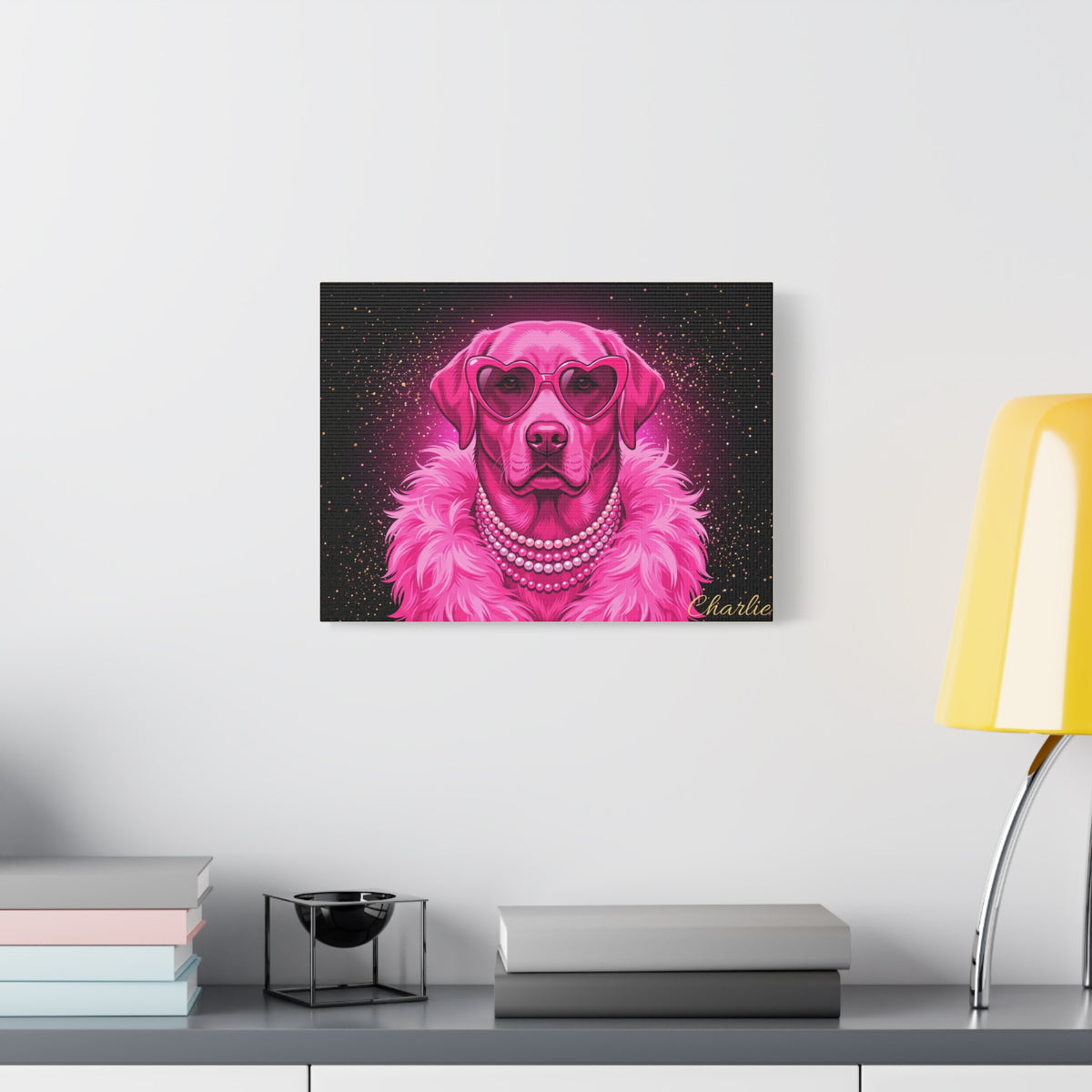 Labrador Personalized Canvas | Pink Glam Diva Wall Art