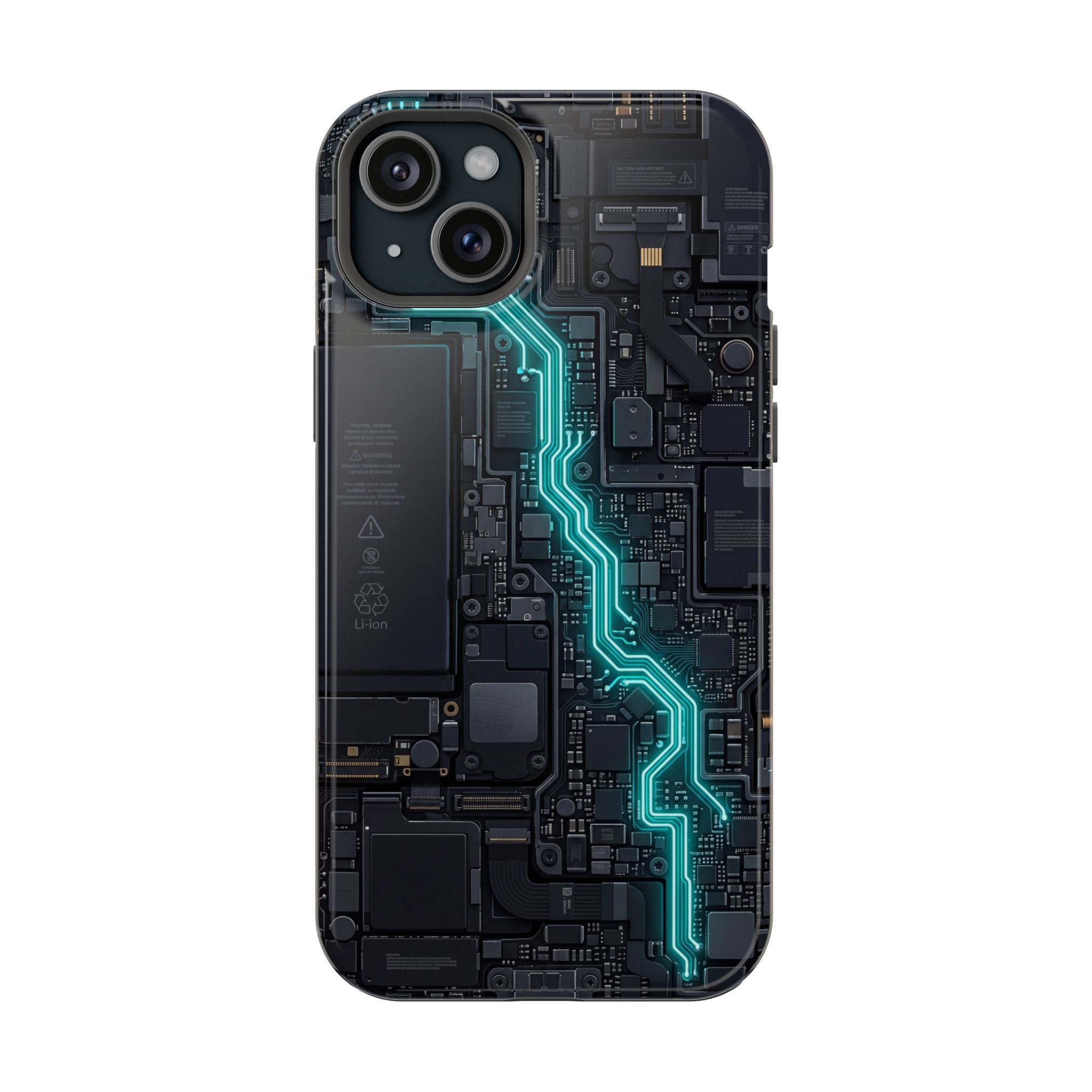 Cyan Bolt Electrician Phone Case — Electric Circuit Wireless Charging Cover