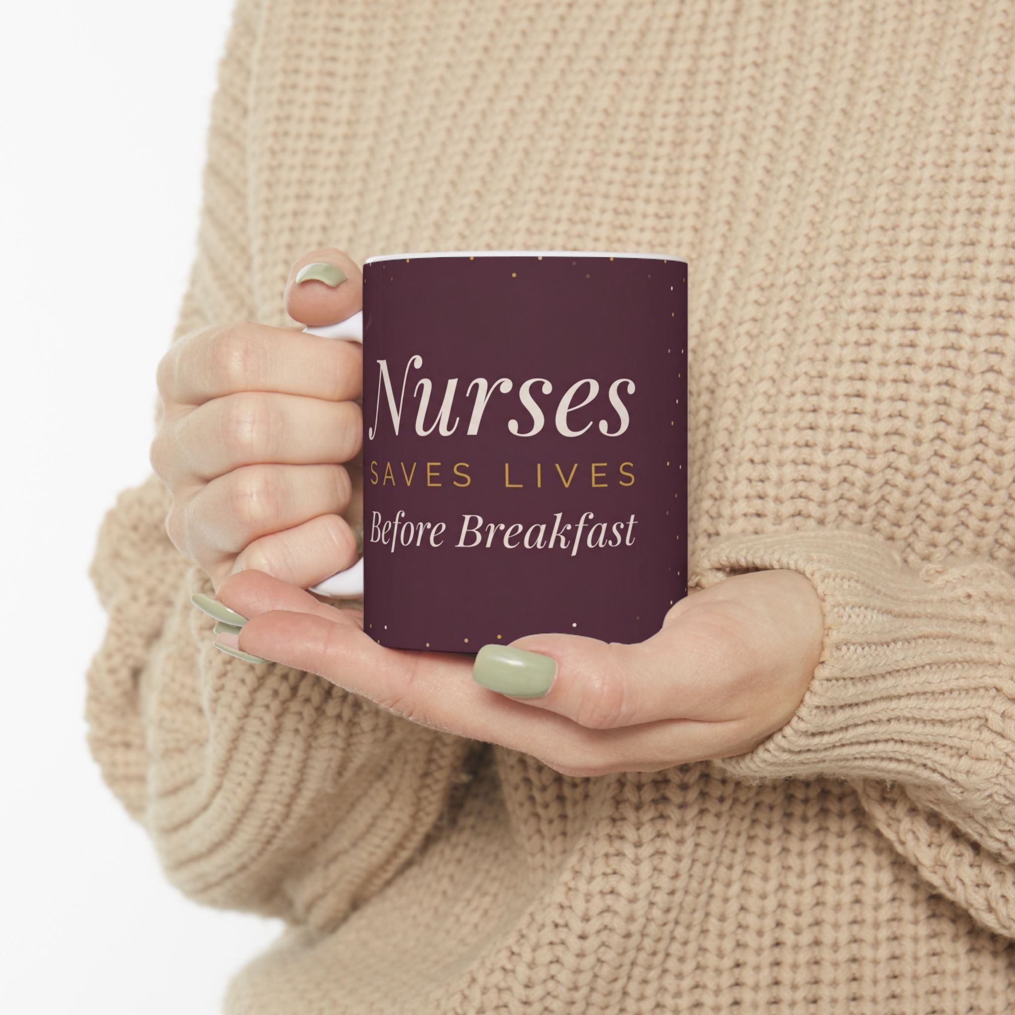 Nurse Mug – Nurses saves lives before breakfast – Funny Nurse Mug – Coffee Mug for Nurses – ER Nurse Gift