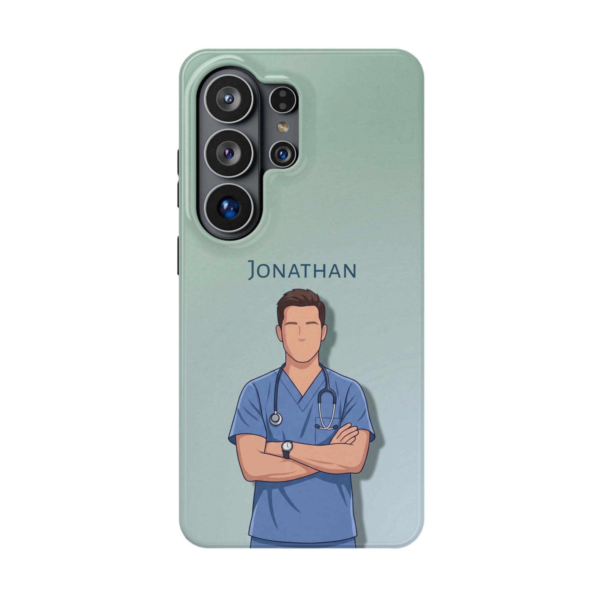 Personalized Nurse Portrait Phone Case — Impact-Resistant Wireless Charging Cover