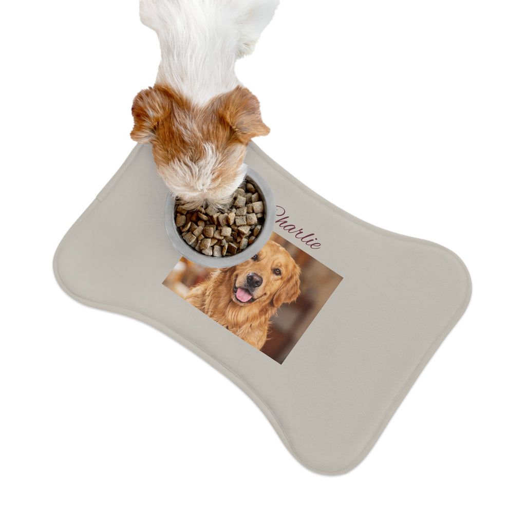 Personalized Golden Retriever Pet Feeding Mat | Custom Name & Photo Dog Placemat