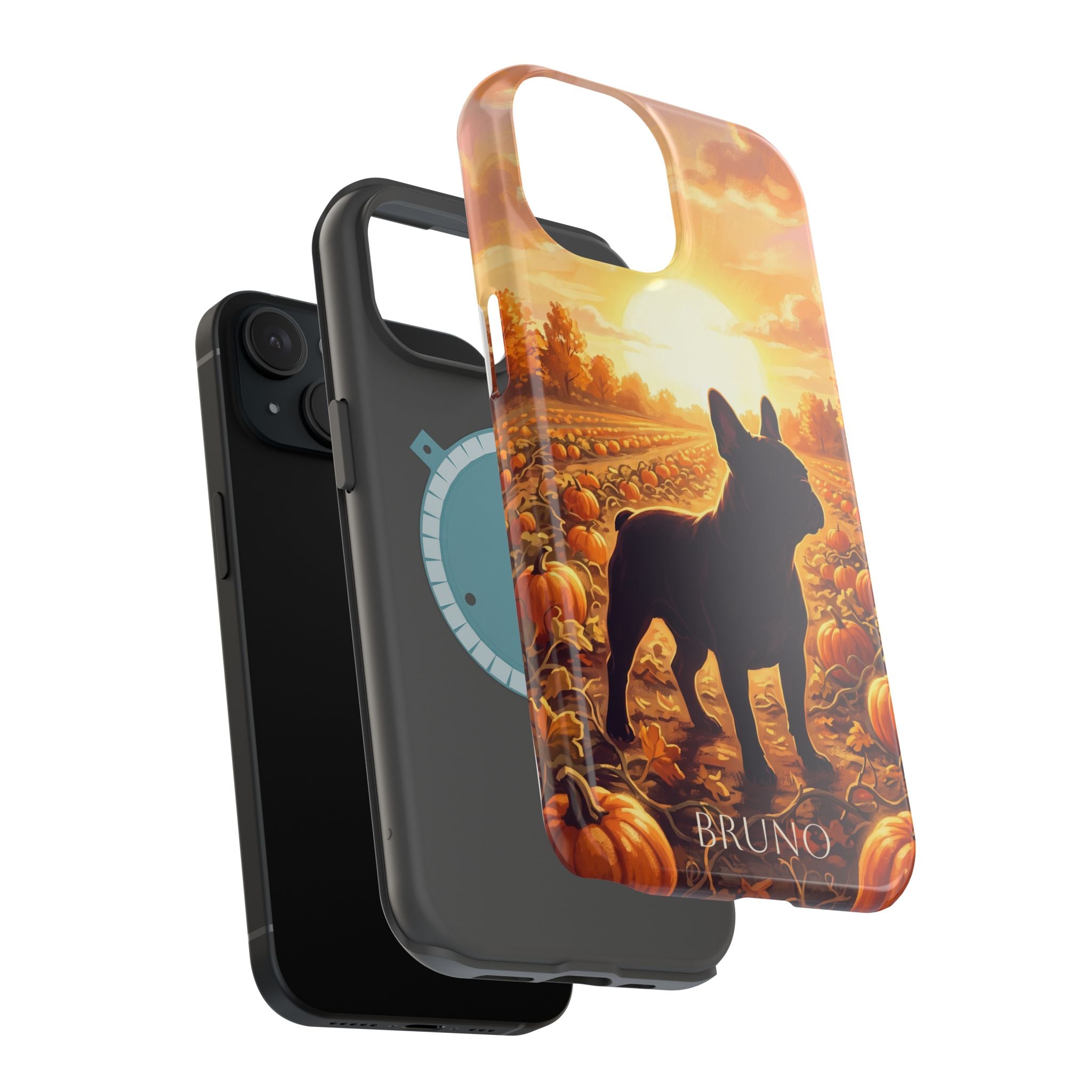 Personalized French Bulldog Pumpkin Patch Phone Case — Wireless Charging Cover