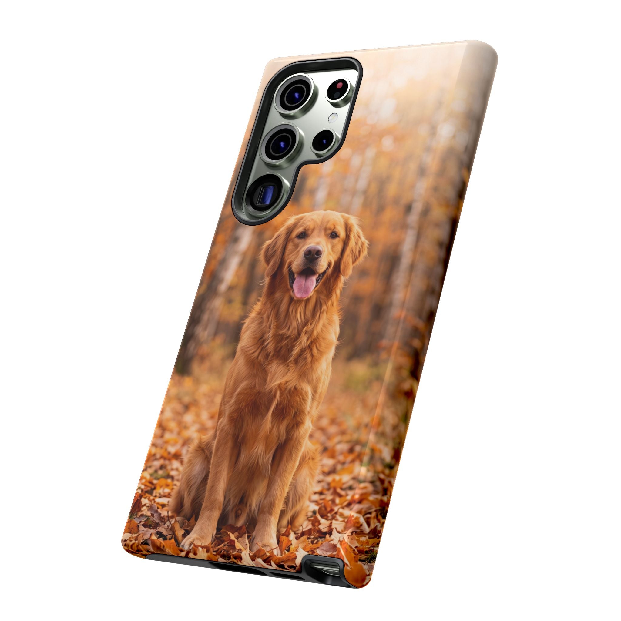 Golden Retriever Autumn Forest Phone Case | Happy Dog in Fall Foliage | Samsung & iPhone