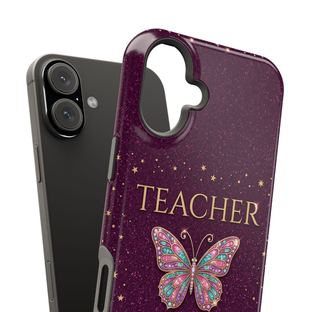 Teacher Life Glitter Butterfly Phone Case — Wireless Charging Cover