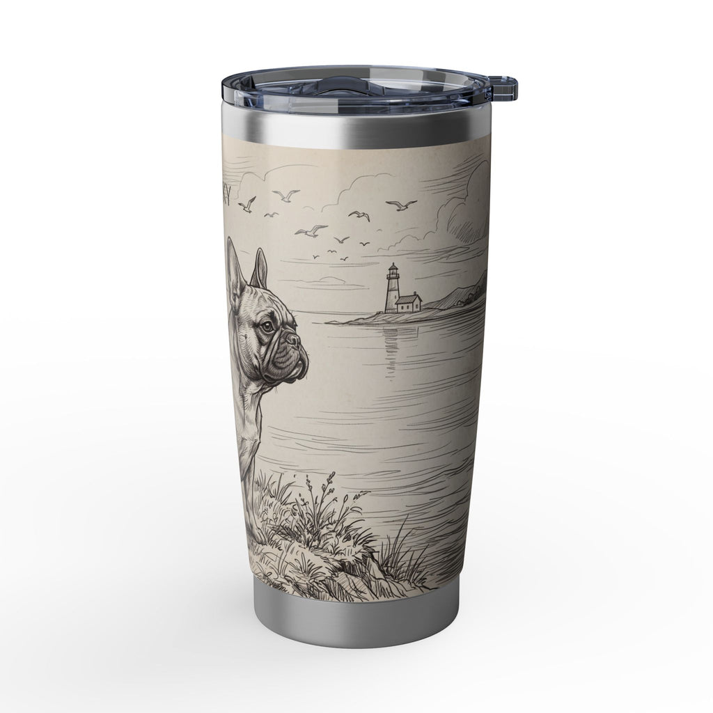 Nautical Frenchie Stainless Tumbler — 20 oz Personalized Travel Mug with Sailboat Harbour Design