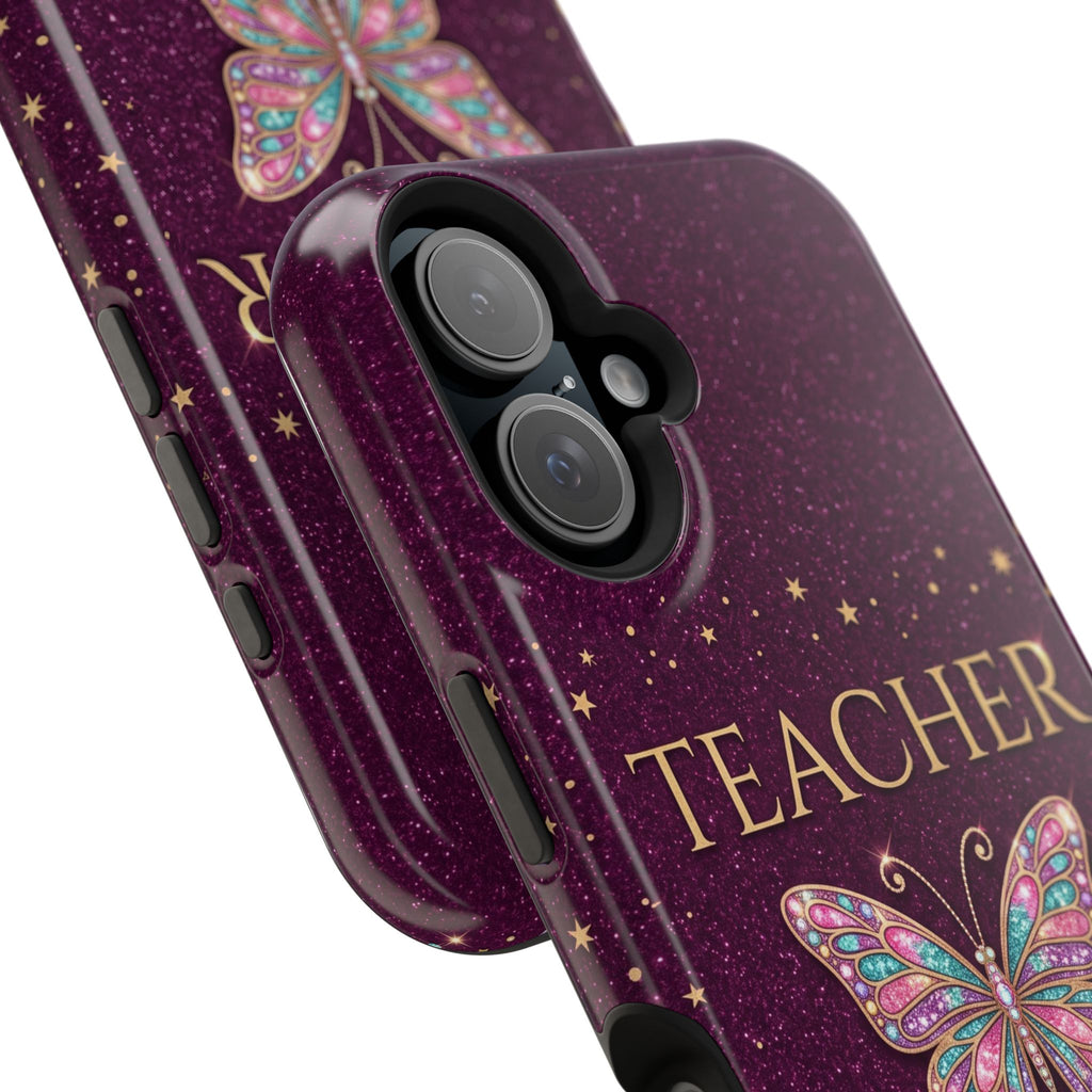 Teacher Life Glitter Butterfly Phone Case — Wireless Charging Cover